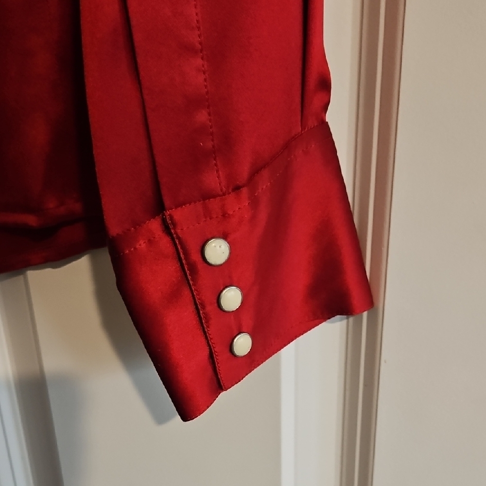 Lucky Brand Red Silk Button-Up Shirt - Picture 5 of 6